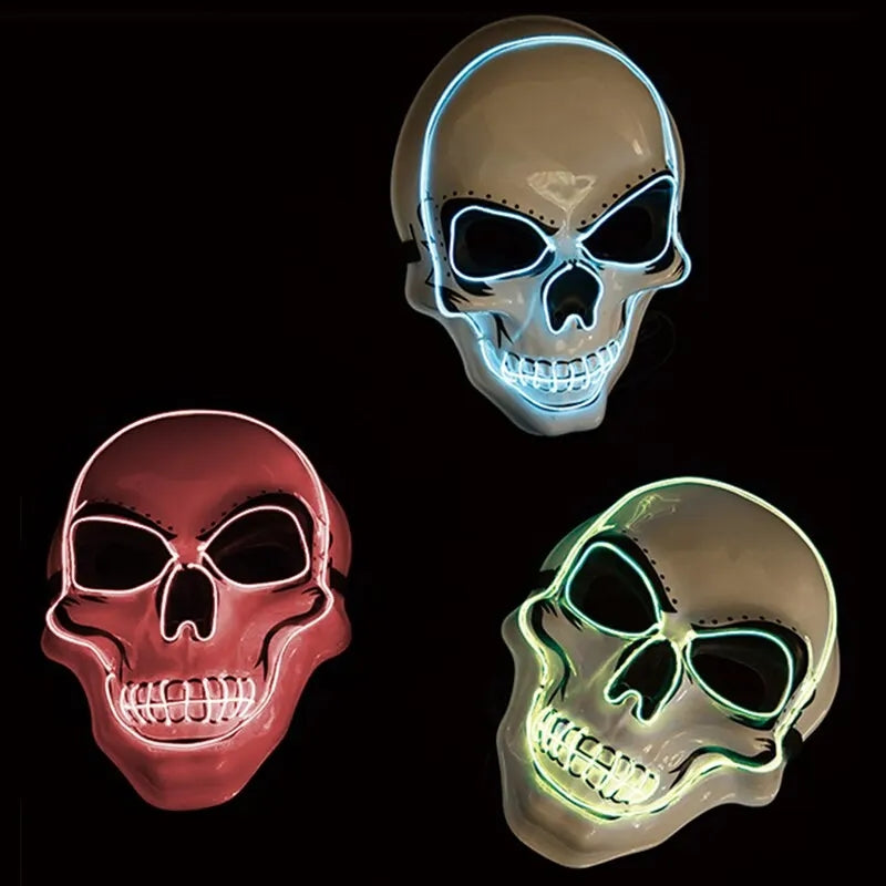 LED Schedel Masker met Lichtgevende Lijnen voor Halloween, Themafeesten, Kostuum en Griezelige Horror Decoratie | Sulvida