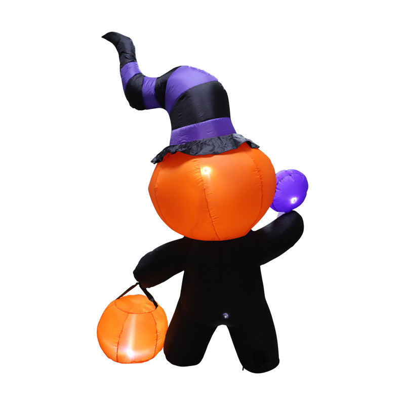 Opblaasbare Heks met Pompoen - 183cm Tuindecoratie met LED-verlichting voor Halloween Feesten & Tuin | Sulvida