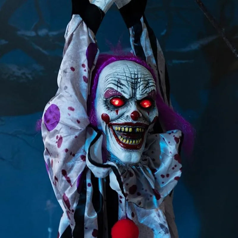 Hangende Spookclown met Geluidsactivatie Lichteffecten Halloween Decoratie Feest Horror Accessoire Interieur | Sulvida