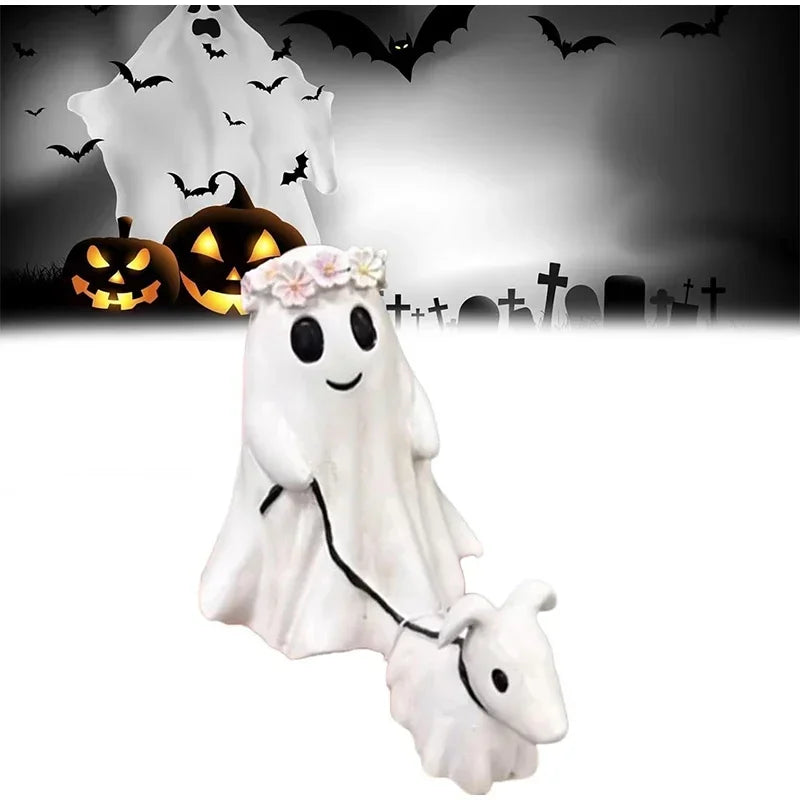 Spookachtig Hondenbeeld met Lakentje – Decoratief Halloween Tafelfiguurtje Hond voor Griezelige Sfeer | Sulvida