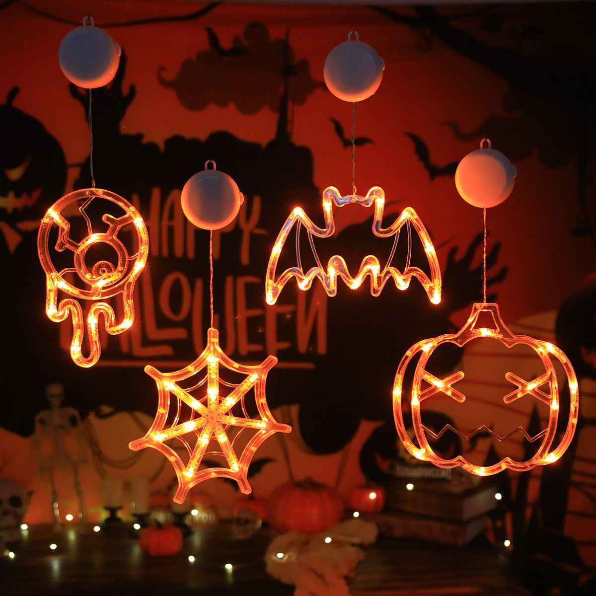 LED Lichtsnoer Halloween Decoratie met Vleermuizen en Spoken – Sfeervol Feestverlichting op Batterijen | Sulvida