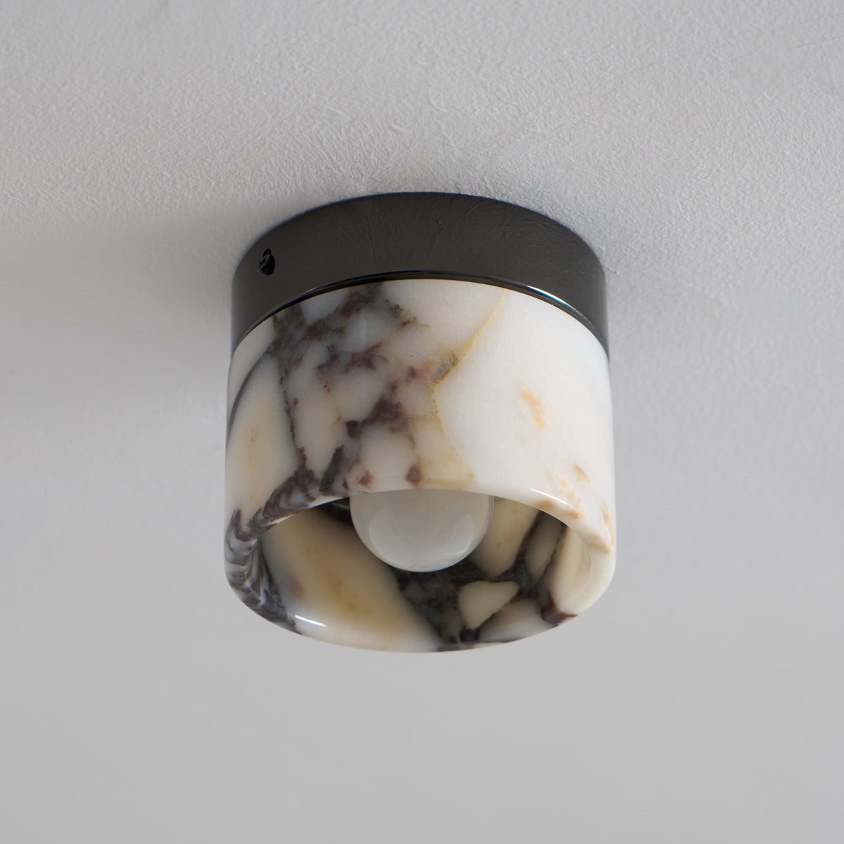 Ronde plafondlamp natuursteen glas metaal E26 E27 IP20 wit zwart klassieke opbouw plafondverlichting | Sulvida
