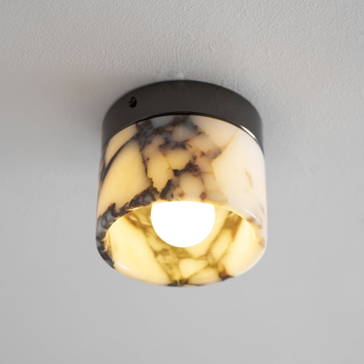 Ronde plafondlamp natuursteen glas metaal E26 E27 IP20 wit zwart klassieke opbouw plafondverlichting | Sulvida