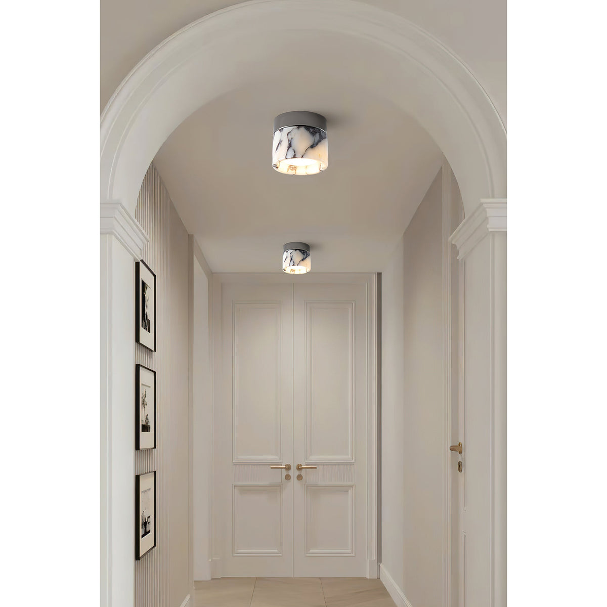 Ronde plafondlamp natuursteen glas metaal E26 E27 IP20 wit zwart klassieke opbouw plafondverlichting | Sulvida