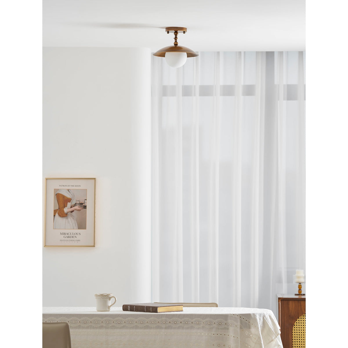 Plafondlamp Messing Glas Ø25cm Semi-Flush Klassiek Design G9 Fitting Handig Monteerbaar Woonkamer Slaapkamer | Sulvida
