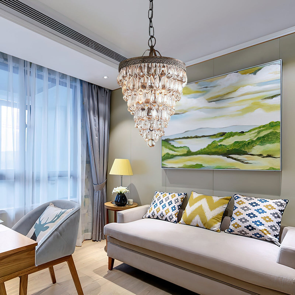Kristallen Kroonluchter met Ijzeren Armen – Antiek Brons Vintage Plafondlamp voor Woonkamer Eetkamer | Sulvida