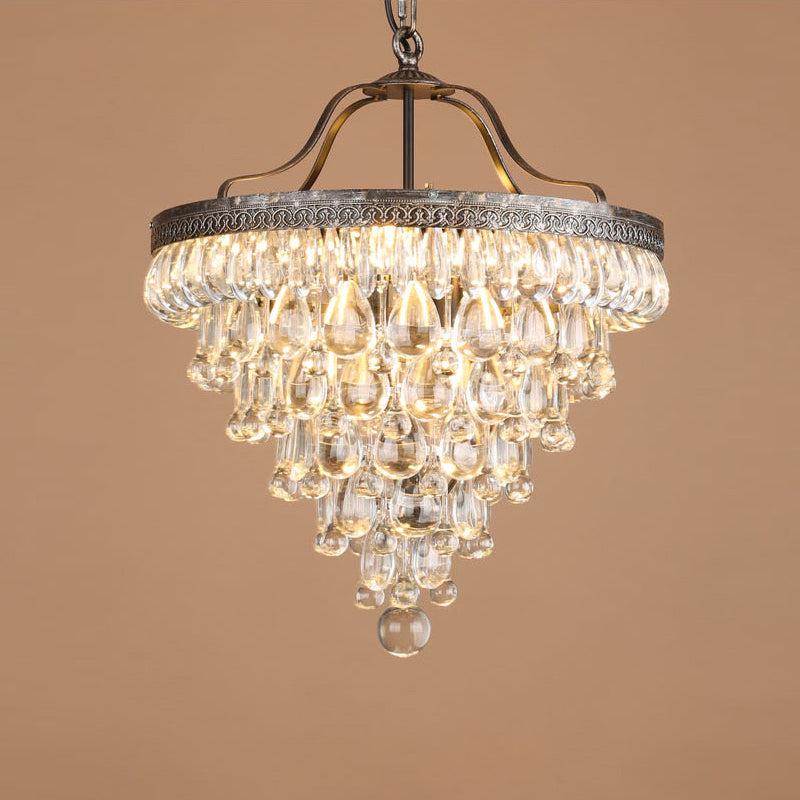 Kristallen Kroonluchter met Ijzeren Armen – Antiek Brons Vintage Plafondlamp voor Woonkamer Eetkamer | Sulvida