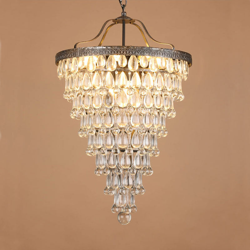Kristallen Kroonluchter met Ijzeren Armen – Antiek Brons Vintage Plafondlamp voor Woonkamer Eetkamer | Sulvida