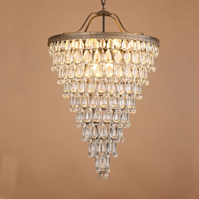 Kristallen Kroonluchter met Ijzeren Armen – Antiek Brons Vintage Plafondlamp voor Woonkamer Eetkamer | Sulvida