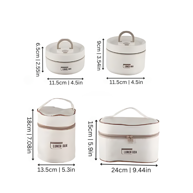 RVS Lunchbox Set met Geïsoleerde Tas – Lekvrije Voedselcontainer 2 of 3 Vakken – Herbruikbaar Bento Box voor Werk Onderweg School | Sulvida