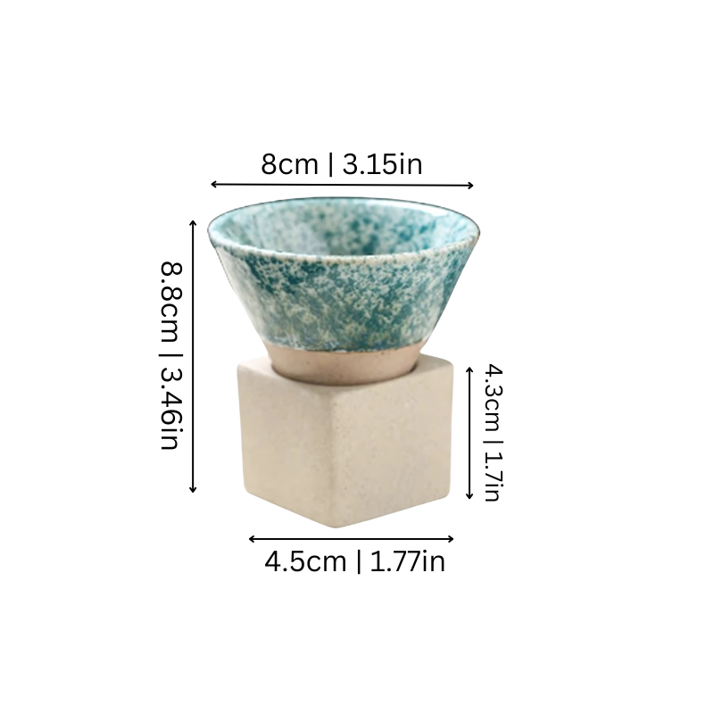 Japanse koffiekop keramiek 100ml met houder handgemaakt servies ontbijtkom espresso mokje thee drinken | Sulvida