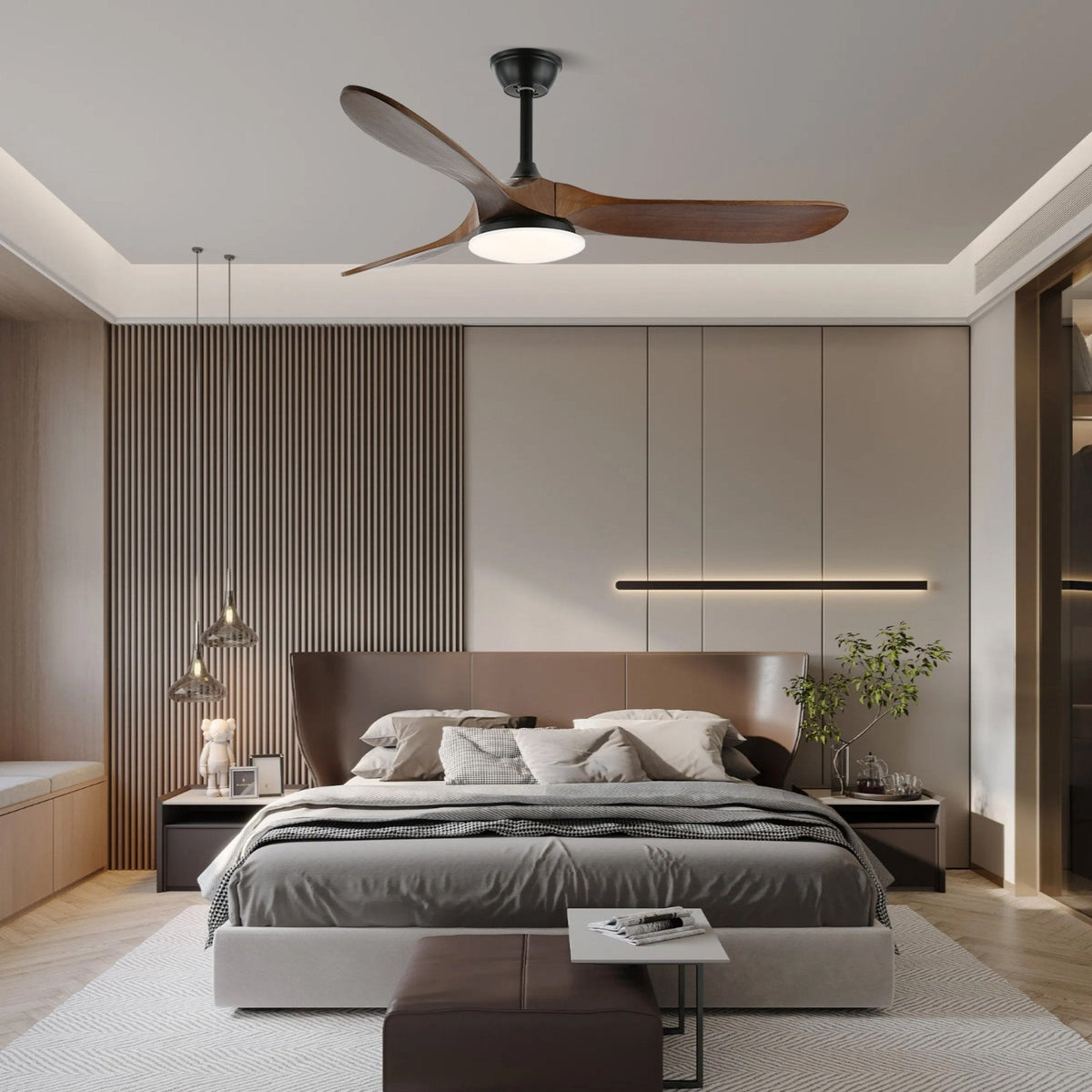 Plafondventilator met Verlichting Houten Bladen 106-132cm Afstandsbediening 6 Snelheden Stil Energiezuinig | Sulvida