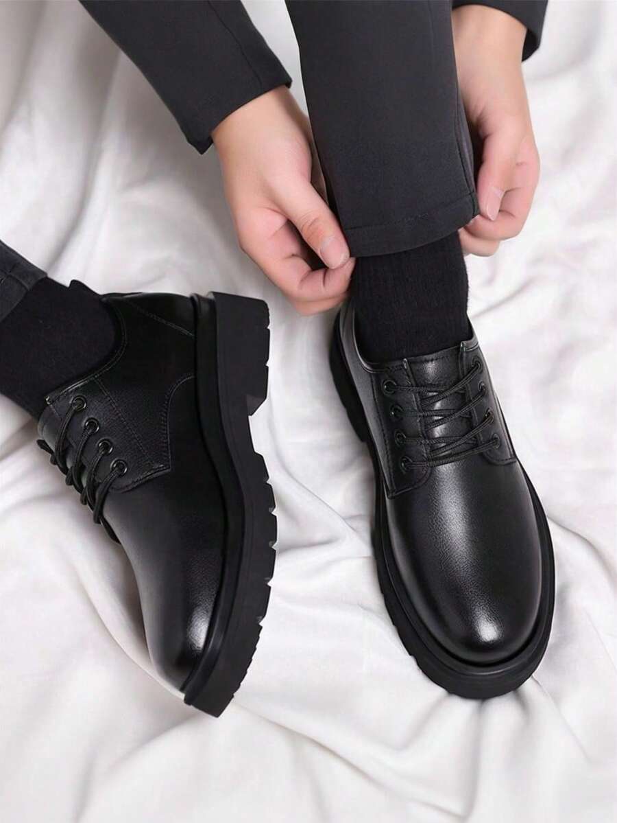 Herenschoenen Derby Zwart Veterschoenen Profielzool Casual Klassiek Business Comfortabel Robuust Stijlvol | Sulvida