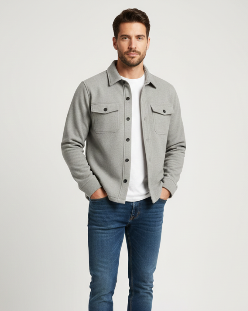 Overshirt Heren Lange Mouwen met Borstzakken Knoopsluiting Casual Overhemdjas Gestructureerd Model Lichtgewicht | Sulvida