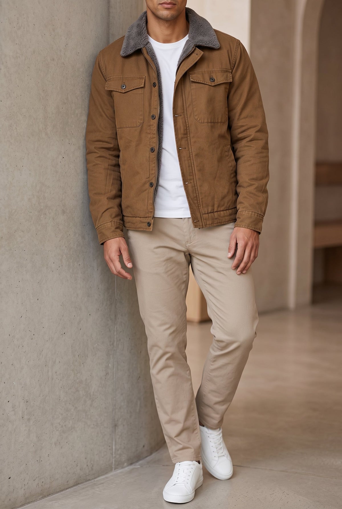 Suède Herenjack Western Stijl met Decoratieve Naden Hip Lengte Lente Herfst Casual Smart Jas met Knopen | Sulvida