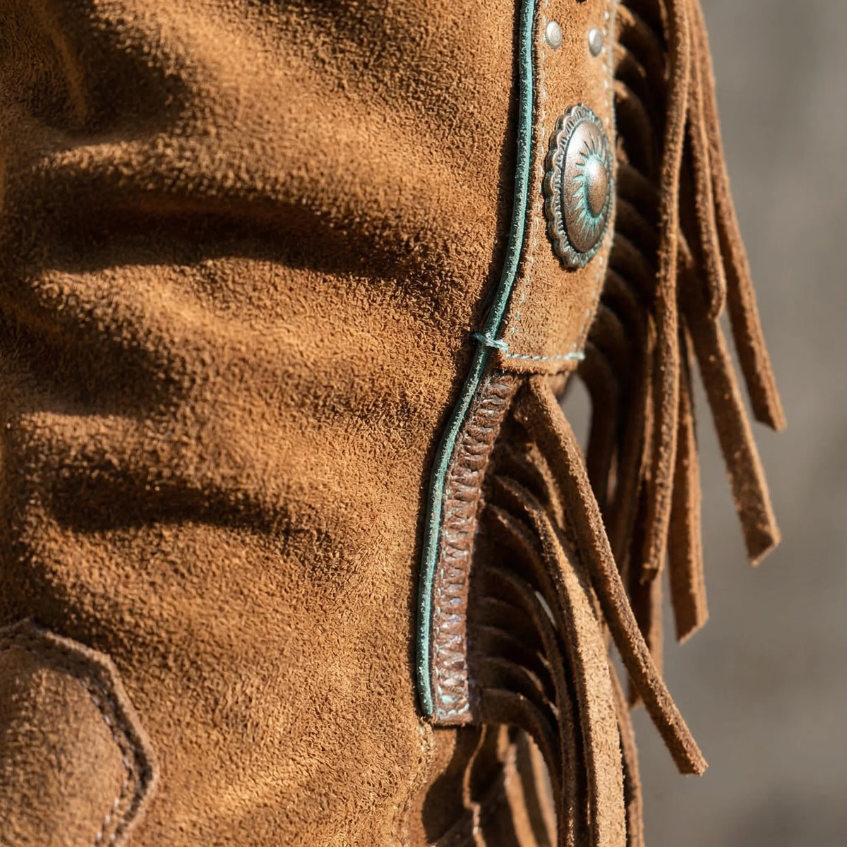 Dames Cowboylaarzen Middelhoog met Franjes Turkoois Detail Western Stijl Laarzen voor Vrouwen Stijlvol | Sulvida