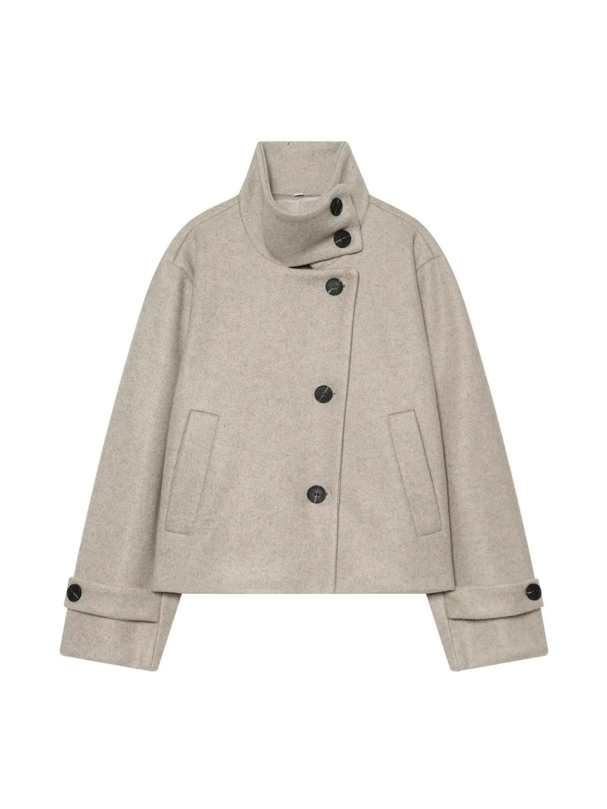 Wolmix Jas Halflang met Reverkraag en Vleermuis Mouwen voor Dames Herfst Winter Elegant Warm Overgangsjas | Sulvida
