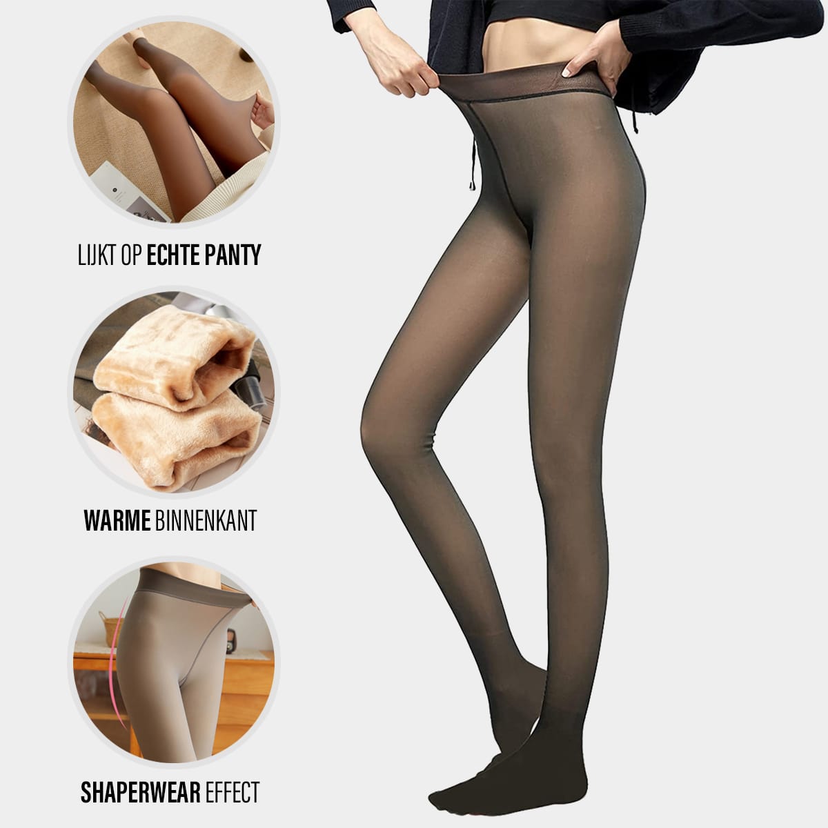 Thermische Fleece Panty Zwart Grijs Bruin Beige Huidskleur Met Voet Halve Voet 80-300 Gram Warme Maillot | Sulvida