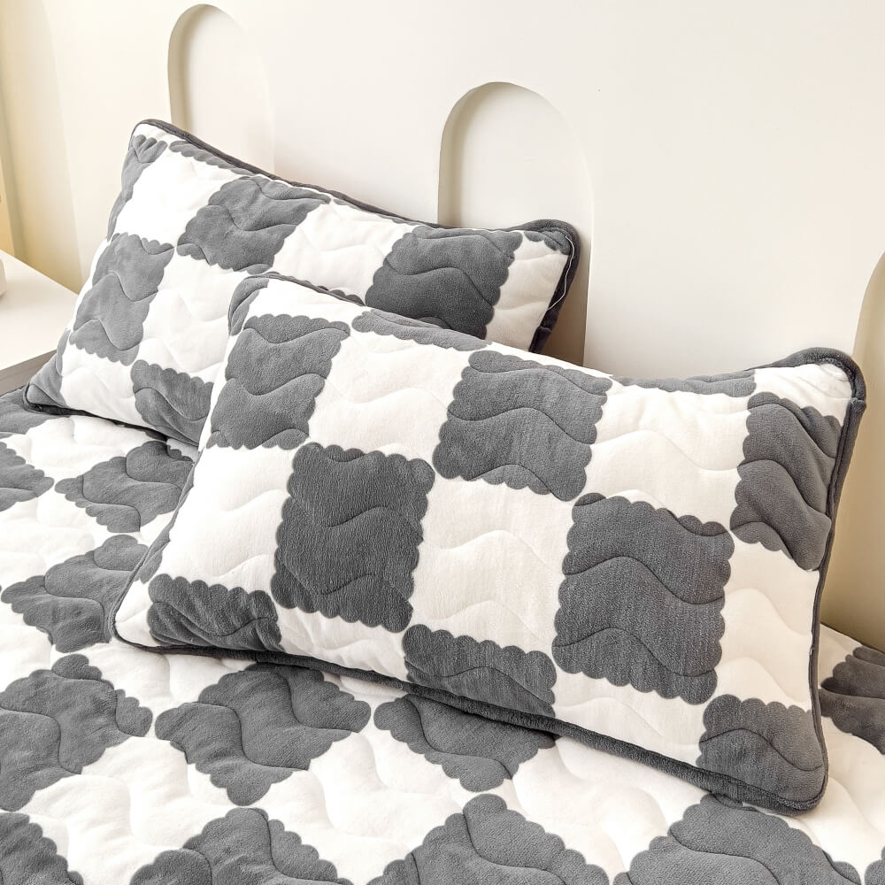 Fluwelen Hoeslaken Geruite Print Zacht Matrashoeslaken Duurzaam Huisdieren Elastiek 90-200cm Bedhoes | Sulvida