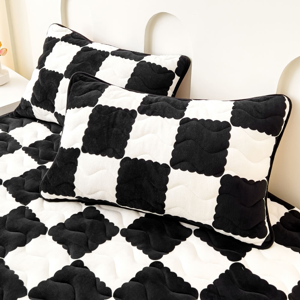 Fluwelen Hoeslaken Geruite Print Zacht Matrashoeslaken Duurzaam Huisdieren Elastiek 90-200cm Bedhoes | Sulvida