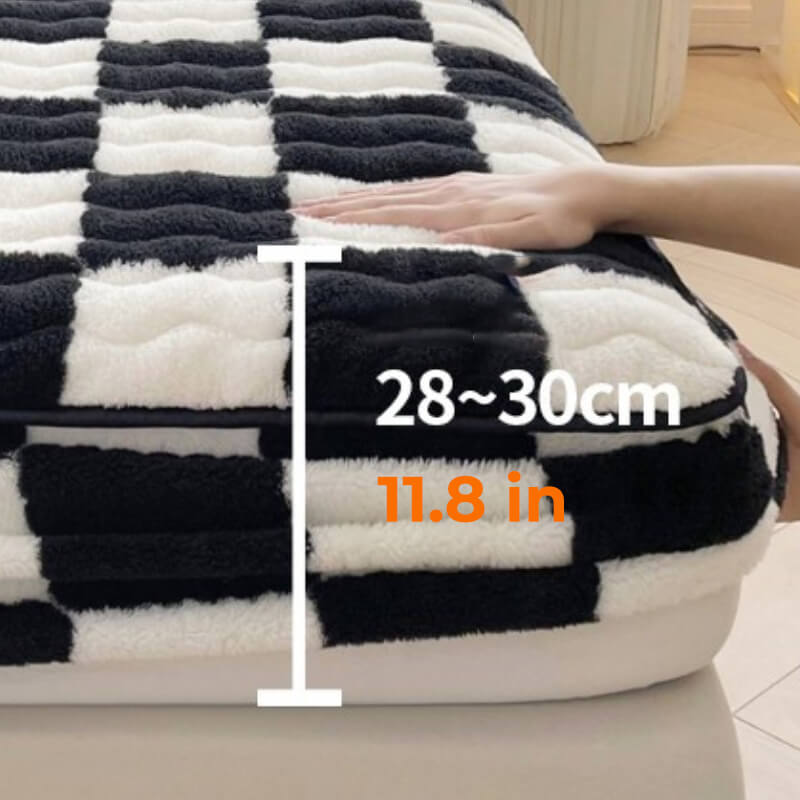 Fluwelen Hoeslaken Geruite Print Zacht Matrashoeslaken Duurzaam Huisdieren Elastiek 90-200cm Bedhoes | Sulvida