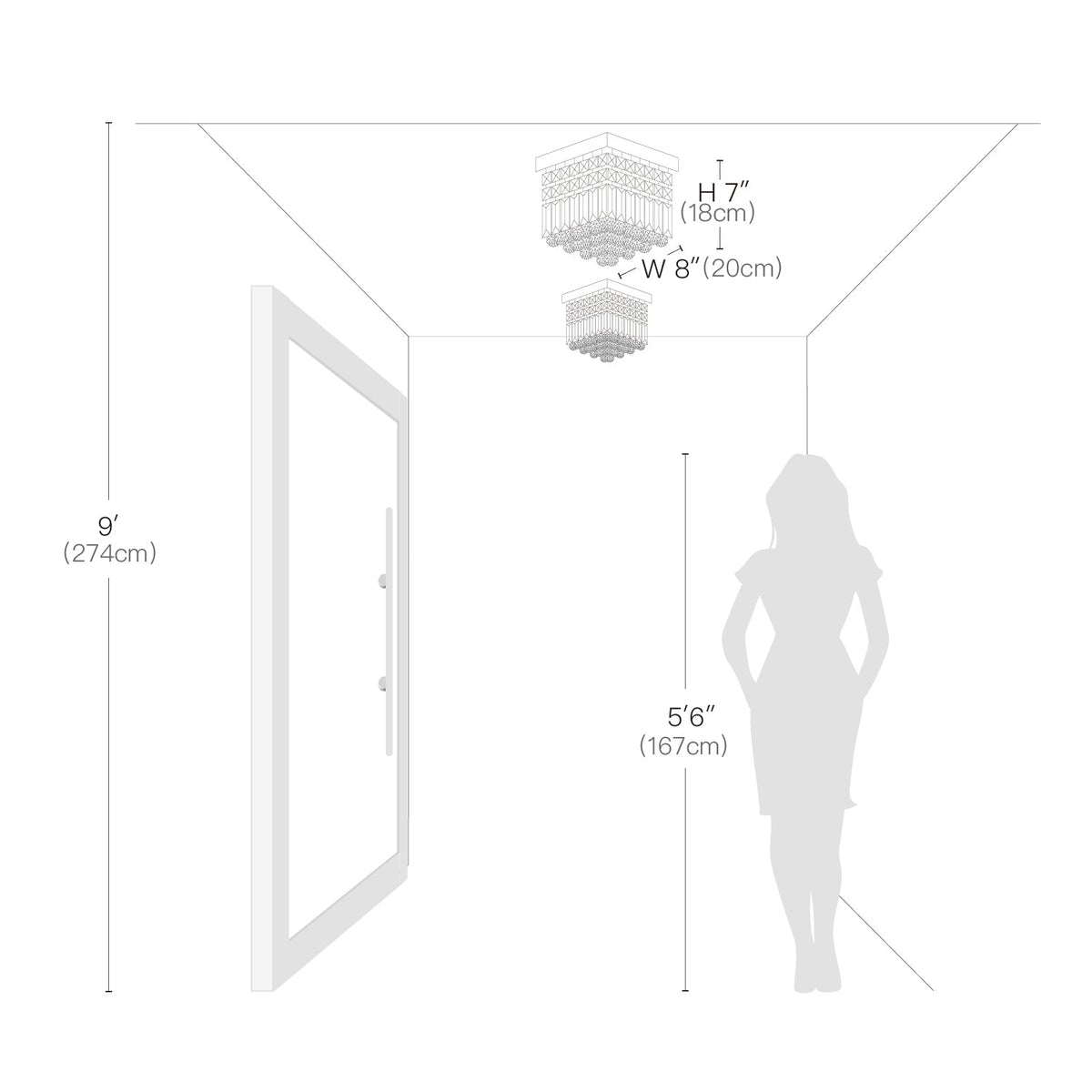 Kristallen Plafondlamp Chroom Ø25cm met E12 Fitting voor Gang Eetkamer Woonkamer Keuken Moderne Verlichting | Sulvida