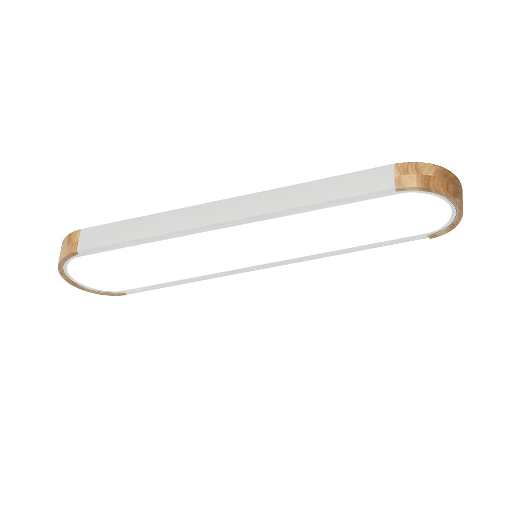 Ovale plafondlamp LED dimbaar 95cm mat zwart wit grijs hout minimalistisch modern design woonkamer slaapkamer | Sulvida