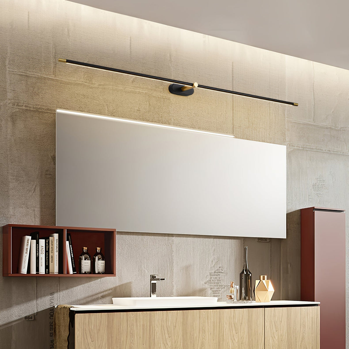 Lineaire Wandlamp Oplaadbaar met Touchbediening en Dimfunctie voor Badkamer Spiegel Hal Toilet Kantoor | Sulvida