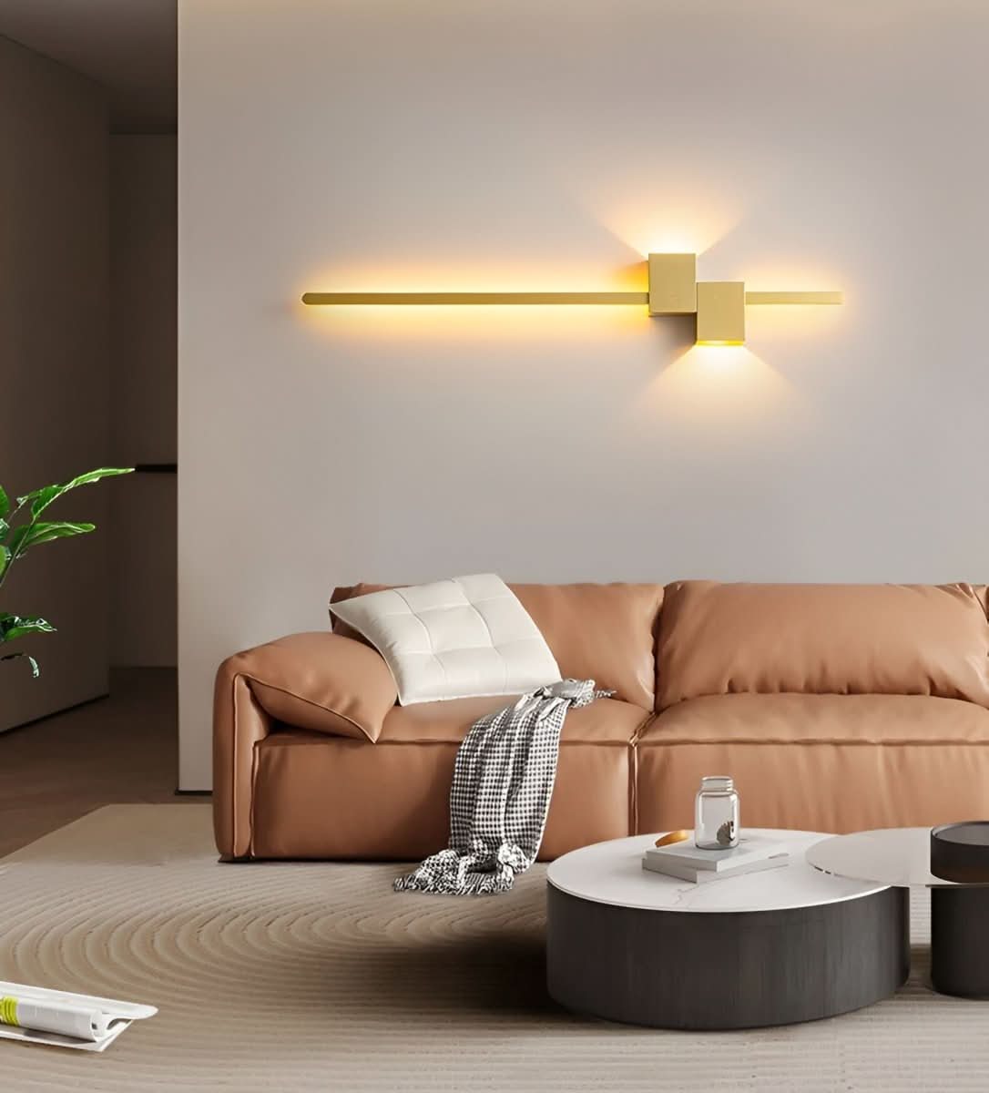 Lineaire LED wandlamp metaal zwart wit goud 62 92 122 cm indirecte verlichting modern interieur woonkamer | Sulvida