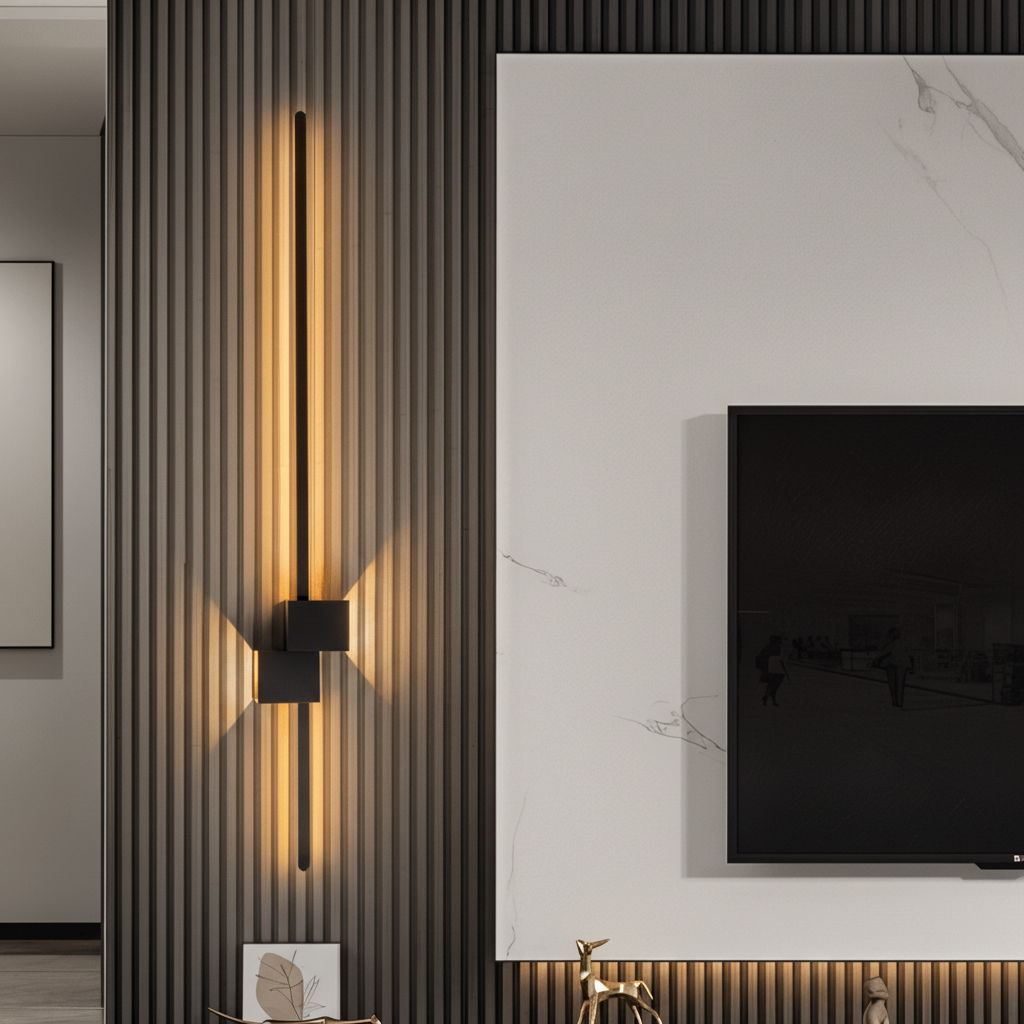 Lineaire LED wandlamp metaal zwart wit goud 62 92 122 cm indirecte verlichting modern interieur woonkamer | Sulvida