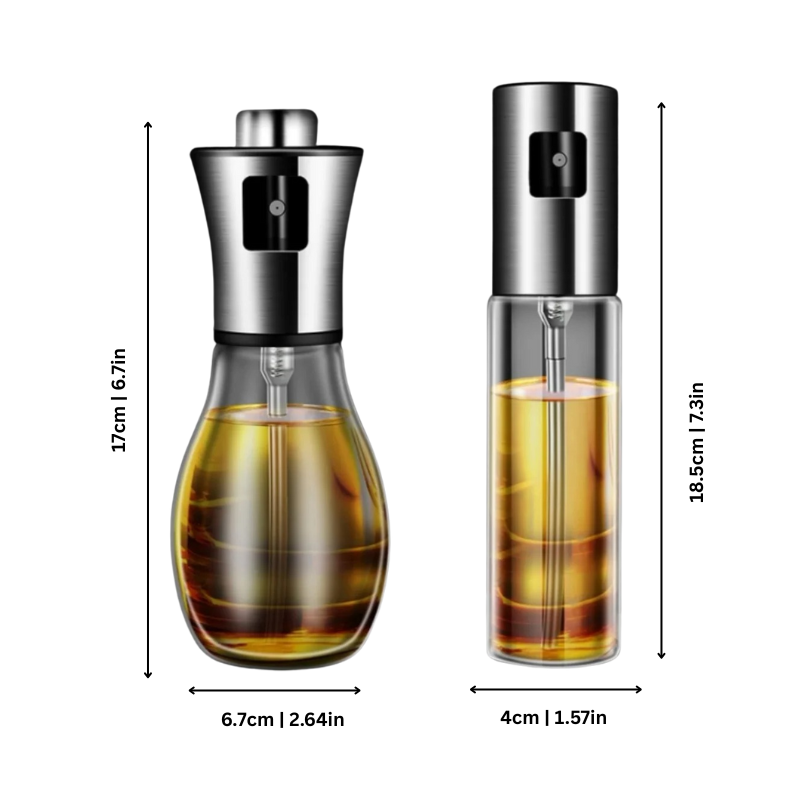 Vaporisateur d’huile en acier inoxydable de 100ml et 200ml pour un contrôle sain de la cuisson | Pulvérisateur d’huile de cuisine avec embout anti-fuite, idéal pour les salades, la pâtisserie, les grillades et les plaques de cuisson | Sulvida
