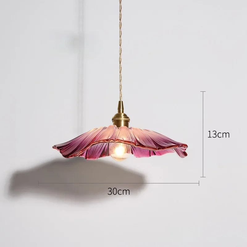 Glazen Hanglamp Bloem Ø26cm Decoratieve Pendelverlichting Eetkamer Slaapkamer Hal Moderne Sfeervolle Lamp | Sulvida