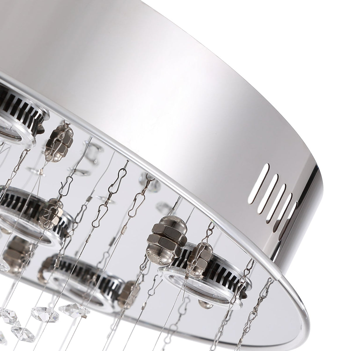 Kristallen Plafondlamp Rond Modern Chroom 50 cm 9 Lichtpunten Woonkamer Eetkamer Slaapkamer Hanglamp | Sulvida