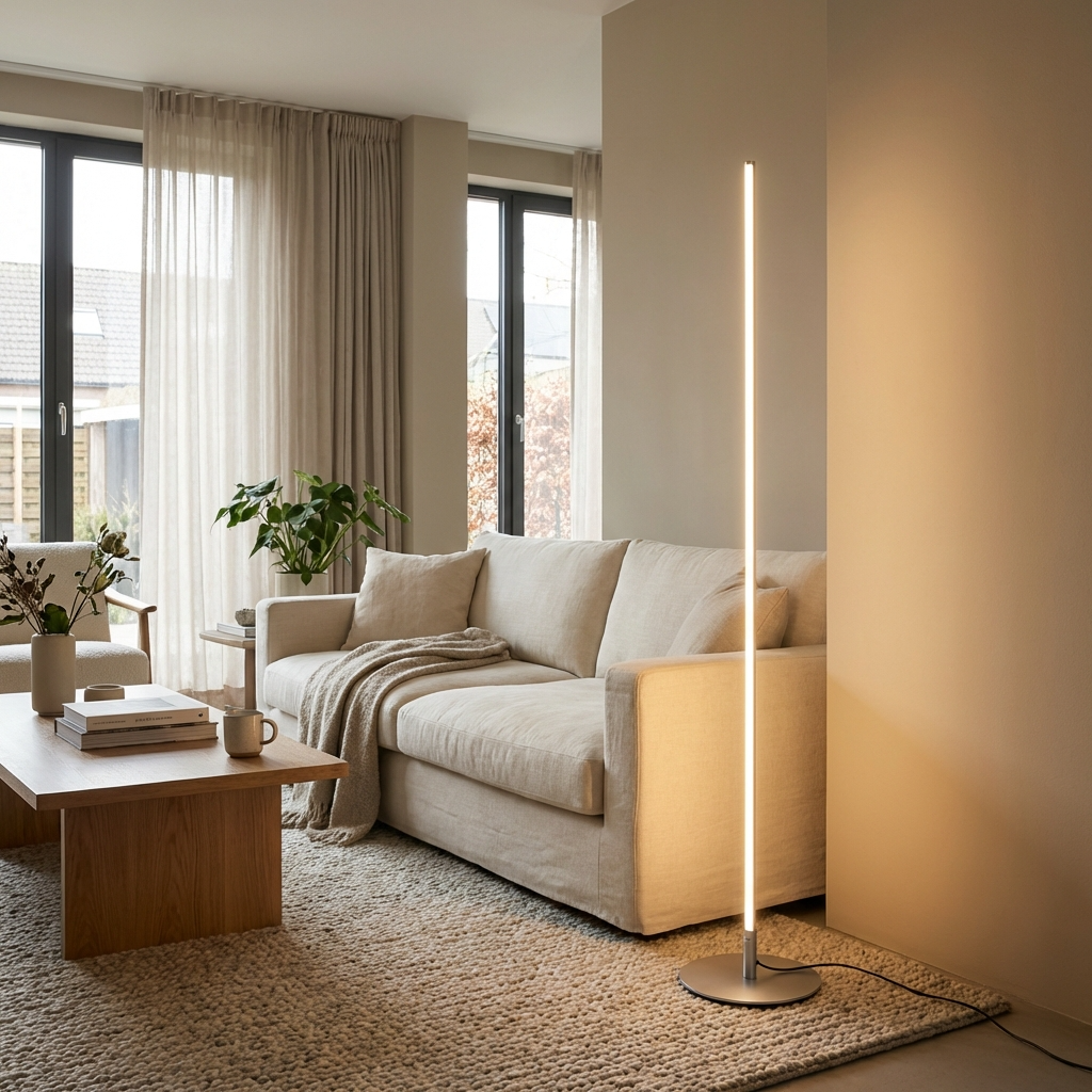 Smalle Staande Lamp LED Metaal 150cm Minimalistisch Modern Design Zwart Goud Zilver Leeshoek Woonkamer | Sulvida