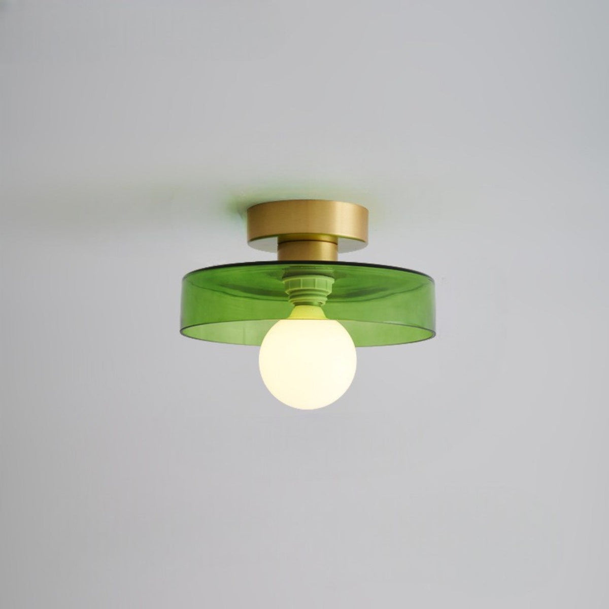 Plafondlamp Bauhaus Stijl Messing & Glas Rond Ø24cm Hal Slaapkamer Eetkamer Diffuus Licht G9 Fitting | Sulvida