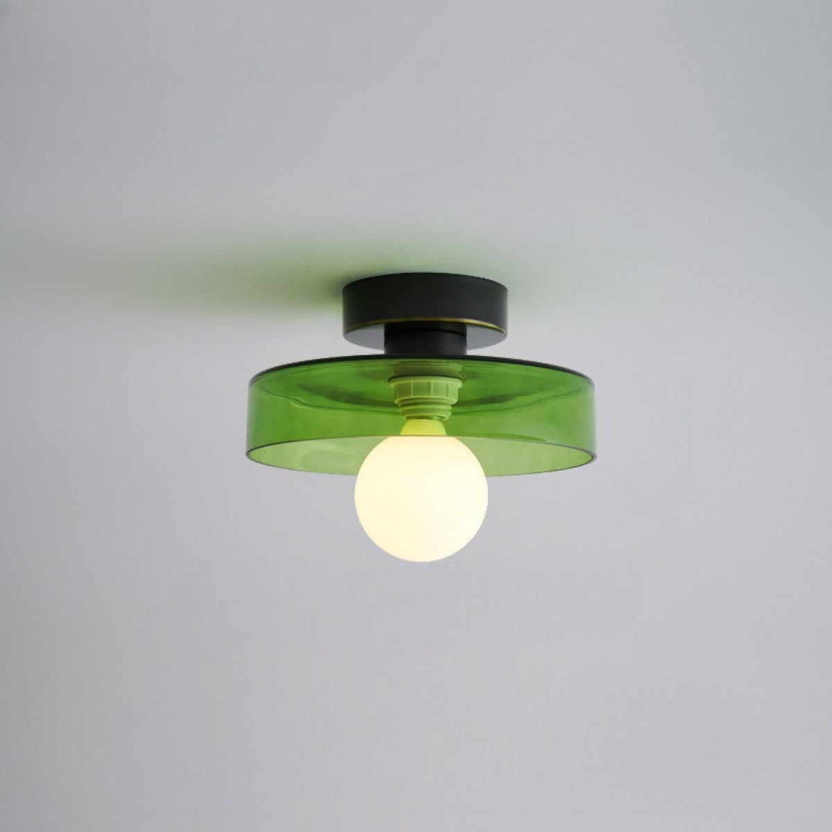 Plafondlamp Bauhaus Stijl Messing & Glas Rond Ø24cm Hal Slaapkamer Eetkamer Diffuus Licht G9 Fitting | Sulvida