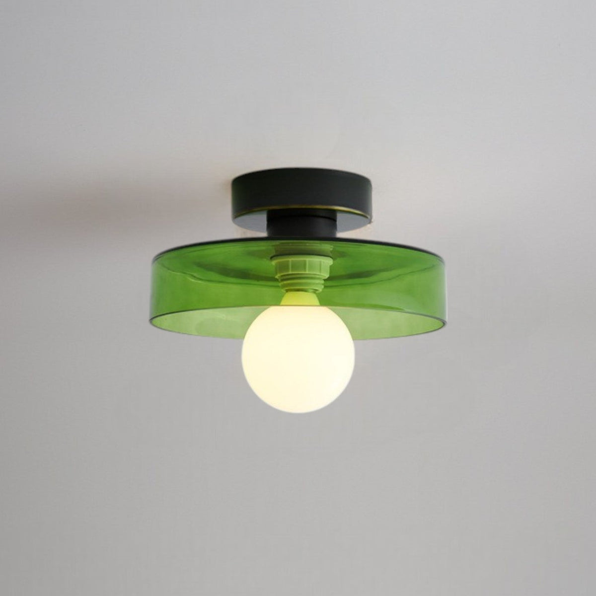 Plafondlamp Bauhaus Stijl Messing & Glas Rond Ø24cm Hal Slaapkamer Eetkamer Diffuus Licht G9 Fitting | Sulvida