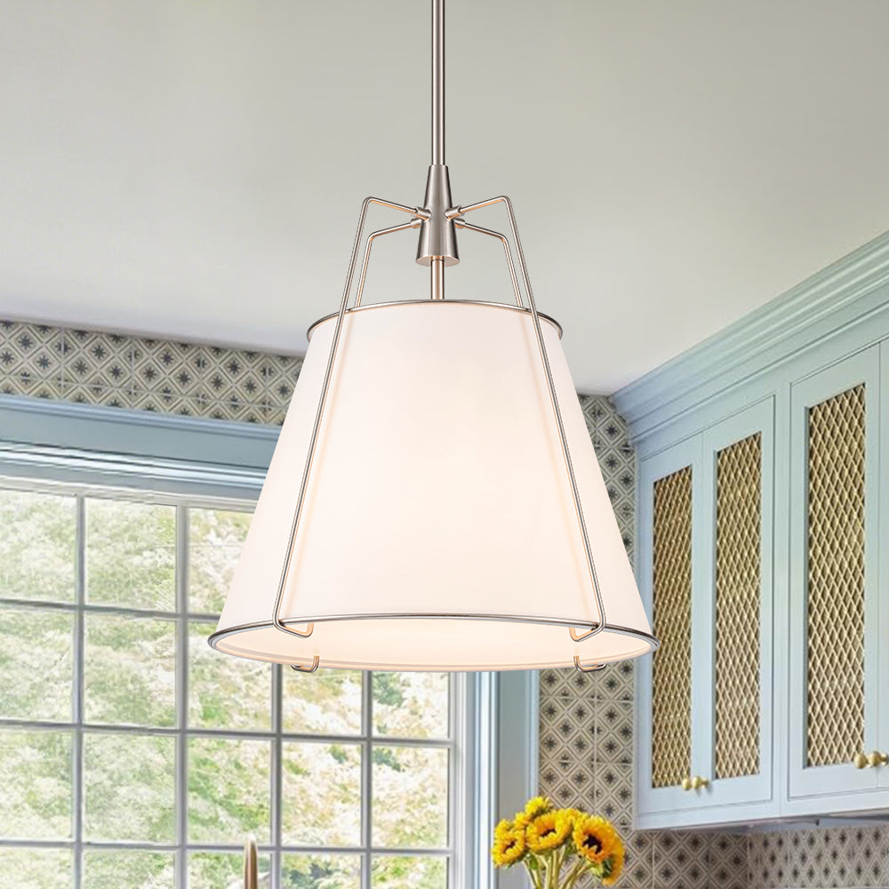 Hanglamp Conisch Stof Vierlicht Messing Wit Zwart Eetkamer Woonkamer Modern Landelijk Stijlvol Design | Sulvida