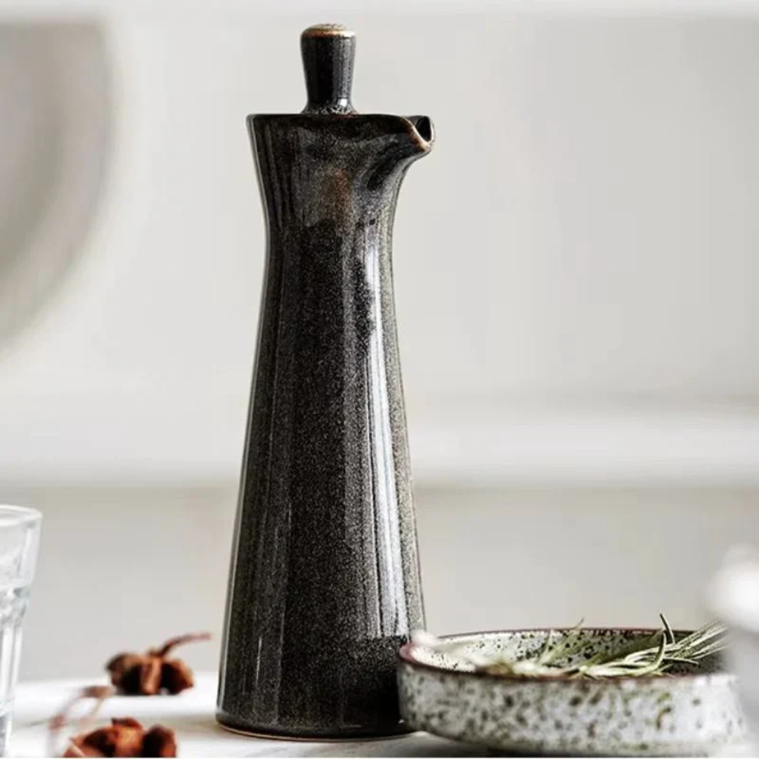 Keramische Olie- en Azijndispenser Glanzend Set van 2 Stuks Modern Serviesgoed Glas 120ml Keuken Tafel | Sulvida