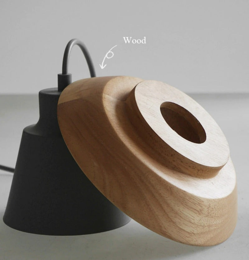 Scandinavische Hanglamp Hout Aluminium Zwart Roze Groen Grijs Wit E27 Lichtpunt Design Binnenverlichting | Sulvida
