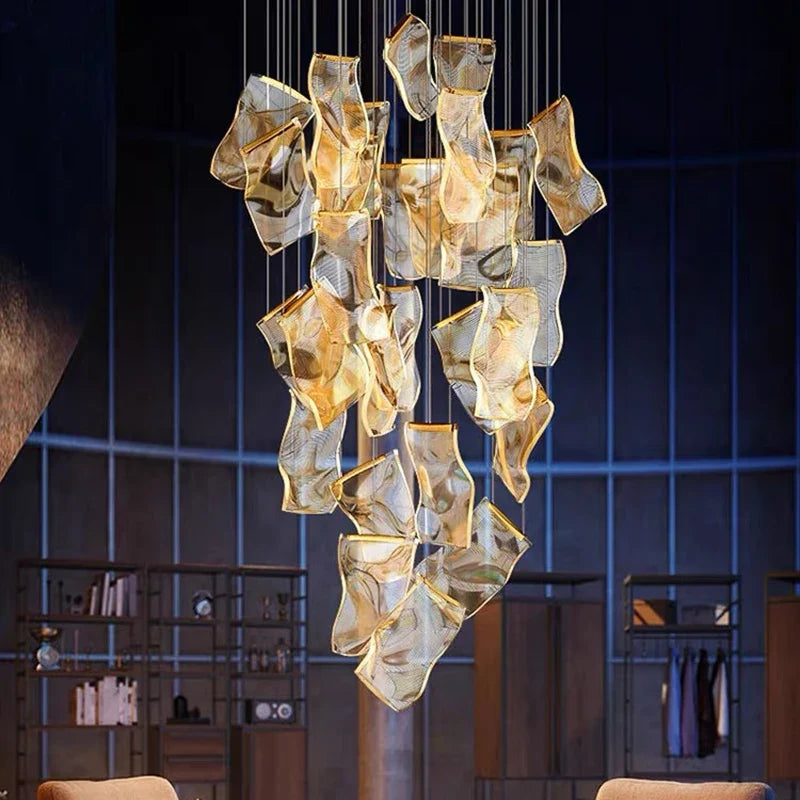 Waterval Kroonluchter LED Dimbaar Metaal Acryl Luxe Hanglamp Woonkamer Eetkamer Trap Entree Modern Design | Sulvida