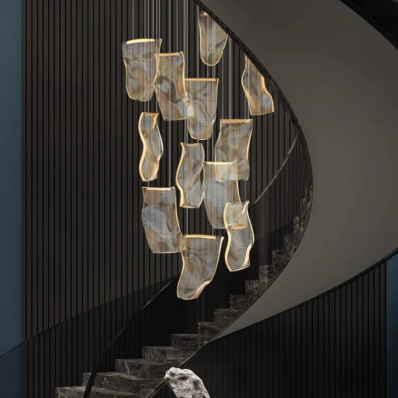 Waterval Kroonluchter LED Dimbaar Metaal Acryl Luxe Hanglamp Woonkamer Eetkamer Trap Entree Modern Design | Sulvida