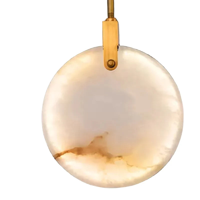 Alabaster spiraal hanglamp kroonluchter geborsteld goud instelbare hoogte dimbaar LED sfeerverlichting | Sulvida