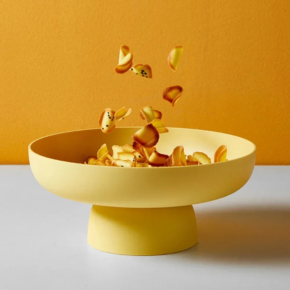 Fruitschaal met deksel 26 cm modern design kunststof groen wit geel roze praktische keukenopslag bewaardoos | Sulvida