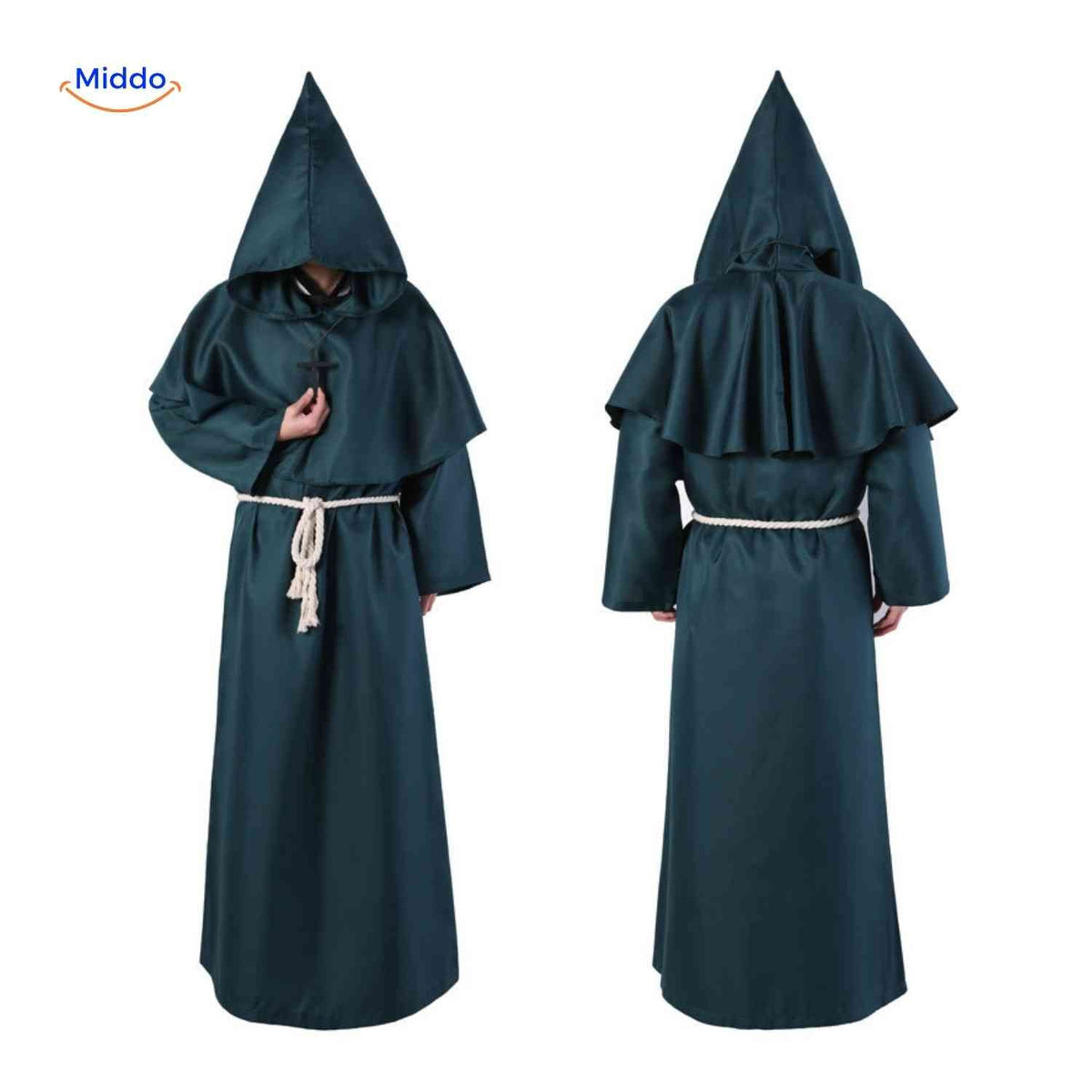 Middeleeuws Monniken Kostuum Halloween Verkleedkleding met Capuchon Volwassenen Carnaval Feest Outfit | Sulvida
