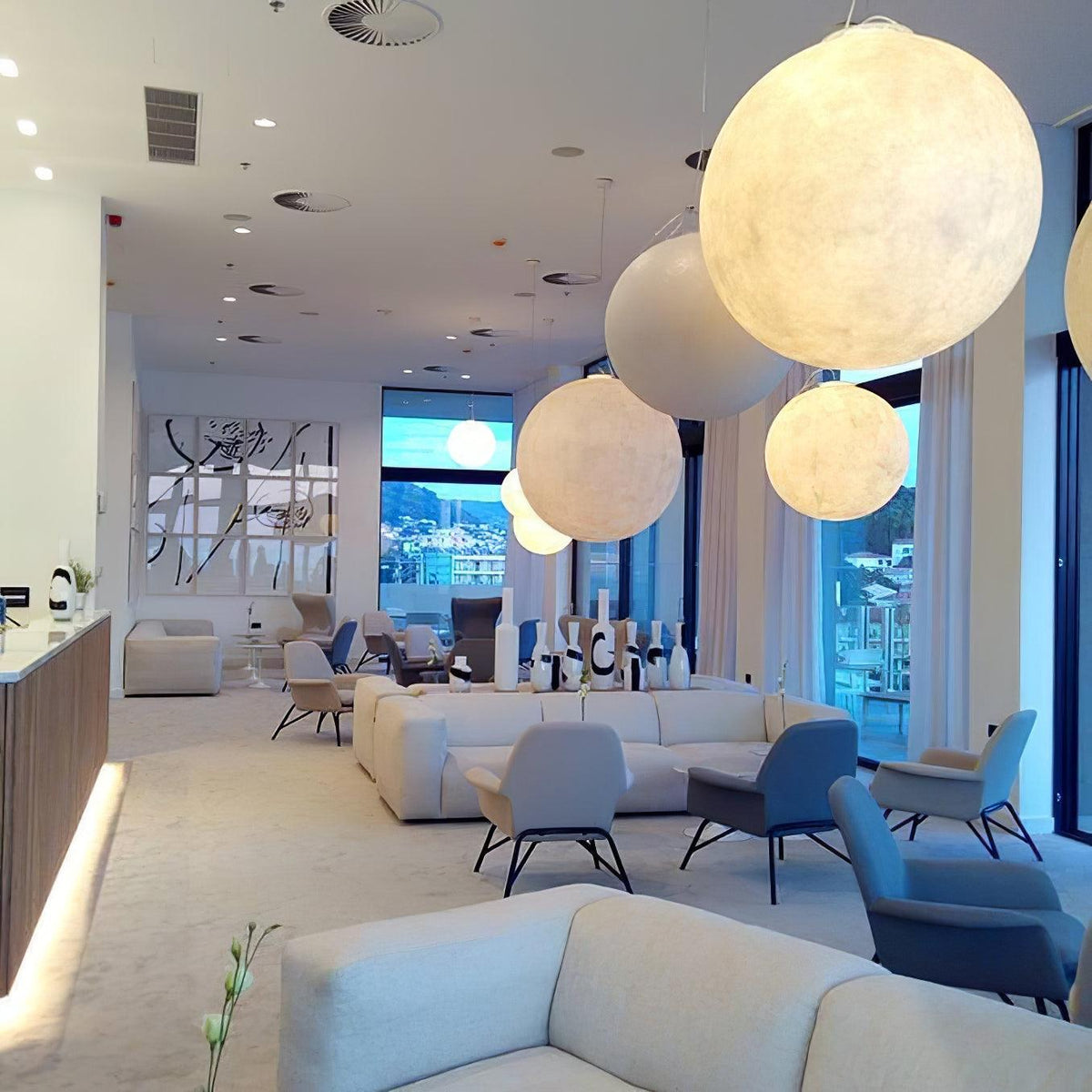 Hanglamp Bol Wit Modern Design FRP Glasvezel Woonkamer Eetkamer Slaapkamer Hal Horeca Interieur Verlichting LED E27 | Sulvida