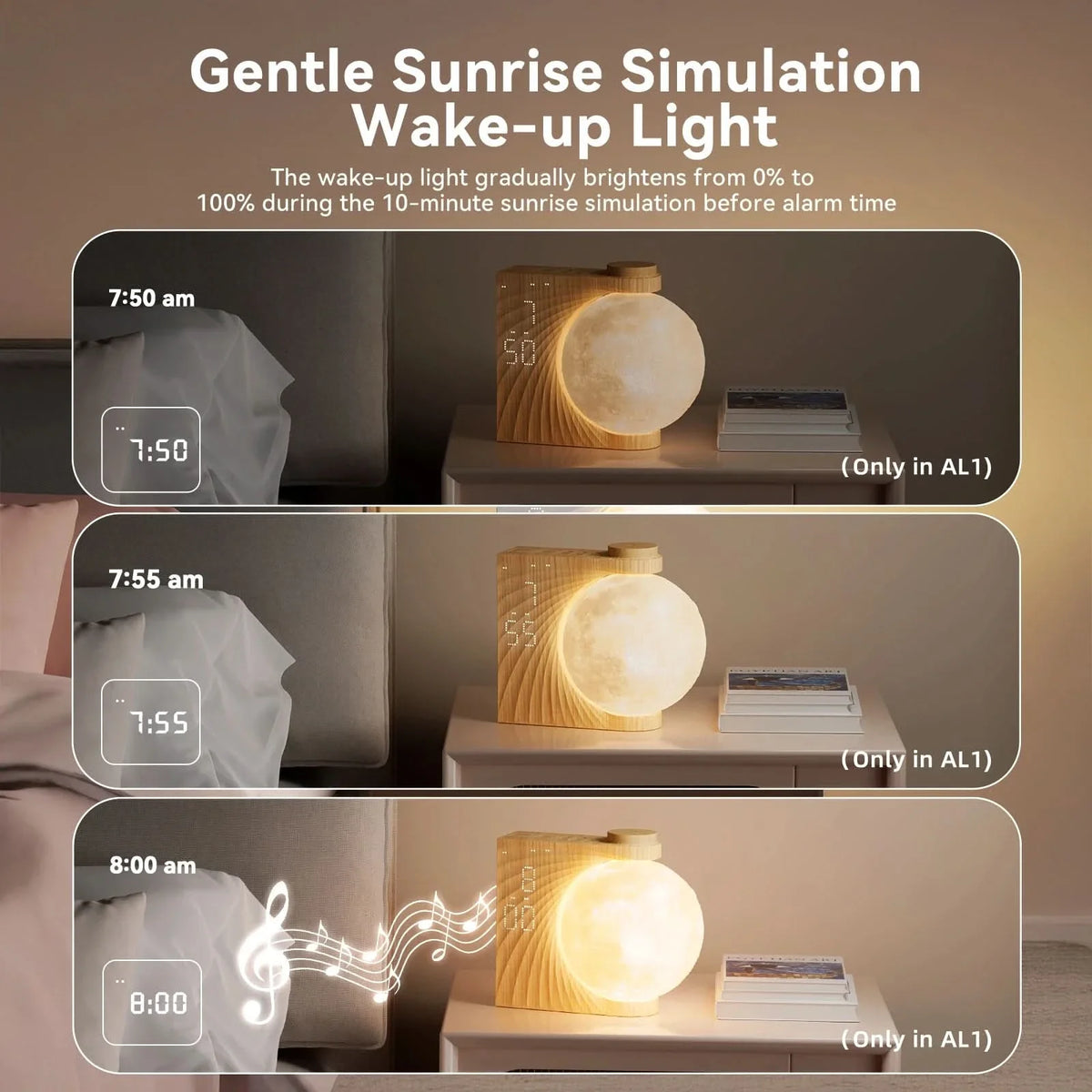Weklicht met Zonsopgang Simulatie & Natuurgeluiden - Slaapkamerwekker Nachtlampje Timer Dimbaar Wake-up Light | Sulvida