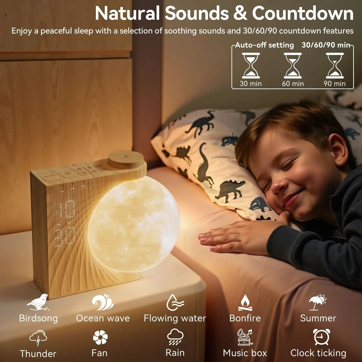 Weklicht met Zonsopgang Simulatie & Natuurgeluiden - Slaapkamerwekker Nachtlampje Timer Dimbaar Wake-up Light | Sulvida