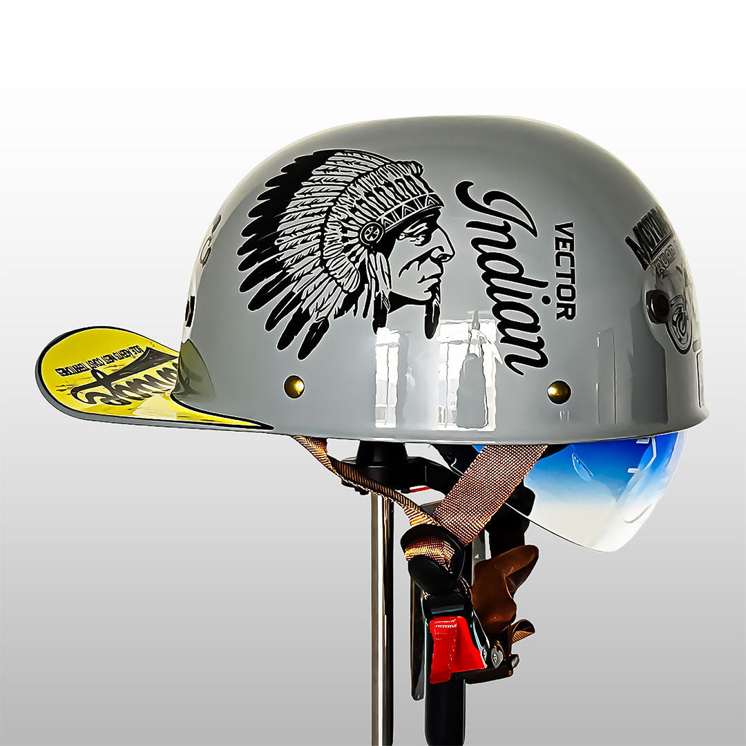 Half Motorhelm Baseball Cap Stijl met Gouden Vleugels Design Vintage Look ABS Schaal Beschermhelm voor Motor Scooter Chopper Cruiser M L XL 2XL | Sulvida