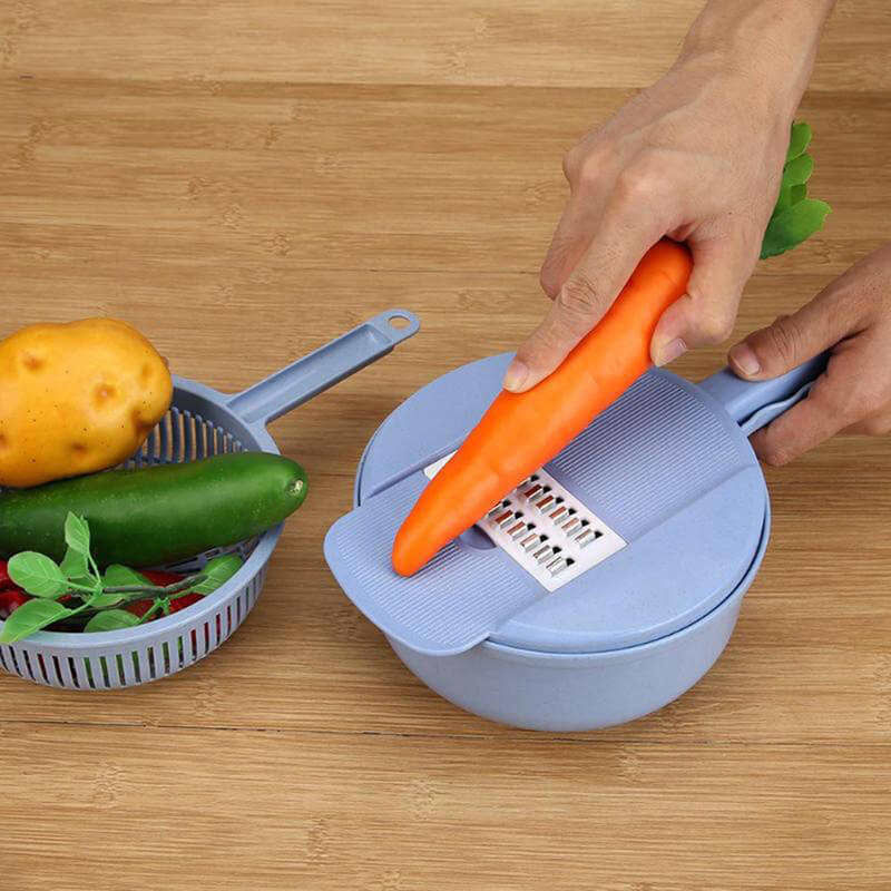 Coupe-légumes 12-en-1, ustensile de cuisine multifonction avec râpe et mandoline pour couper les légumes et les fruits | Sulvida